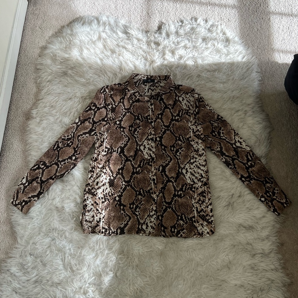 Missguided Animal Print Long Sleeve Buttoned Shirt Size 6
